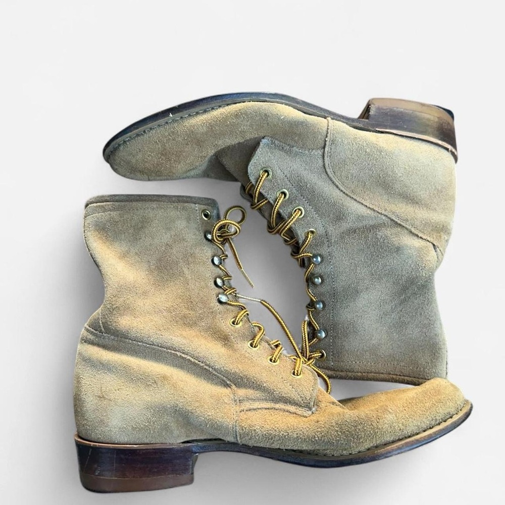 Justin Boots Tan Suede Lace-Up Boots